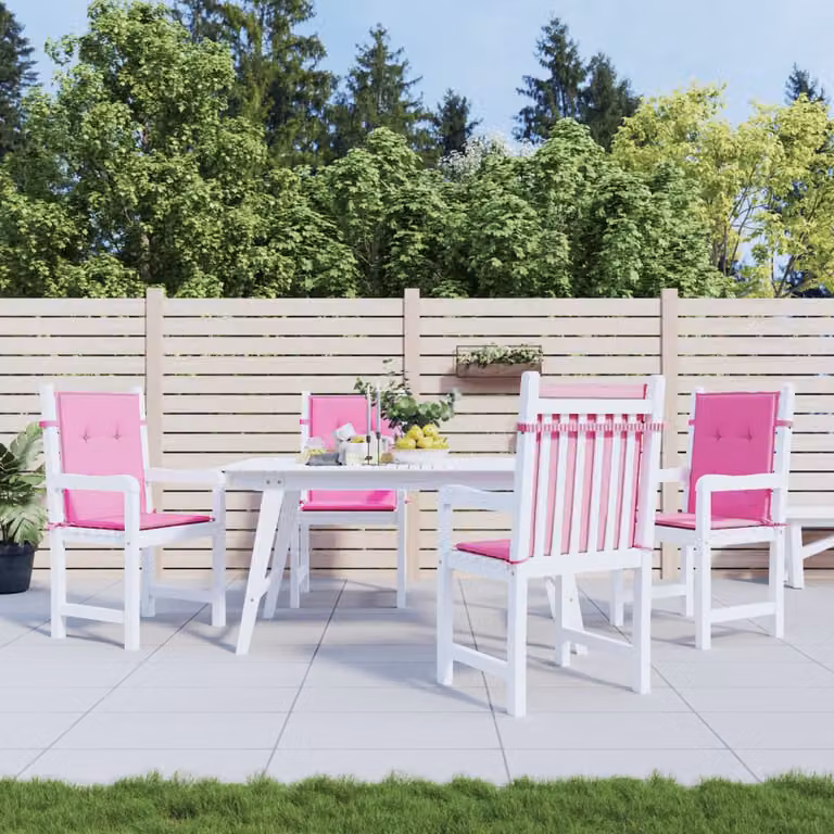 Set di 4 cuscini per sedia vidaXL in tessuto rosa con schienale basso, impermeabili e resistenti ai raggi UV