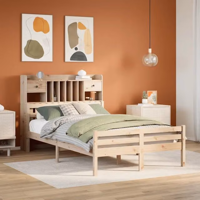 Letto Libreria senza Materasso 135x190 cm in Legno di Pino 3322253