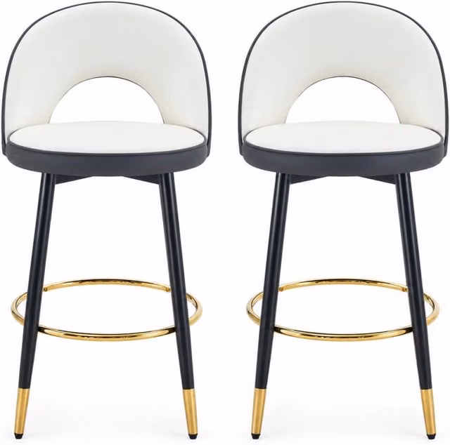 Sgabelli da bar girevoli 91，5 x 48，2 cm metallo PU grigio bianco set da 2