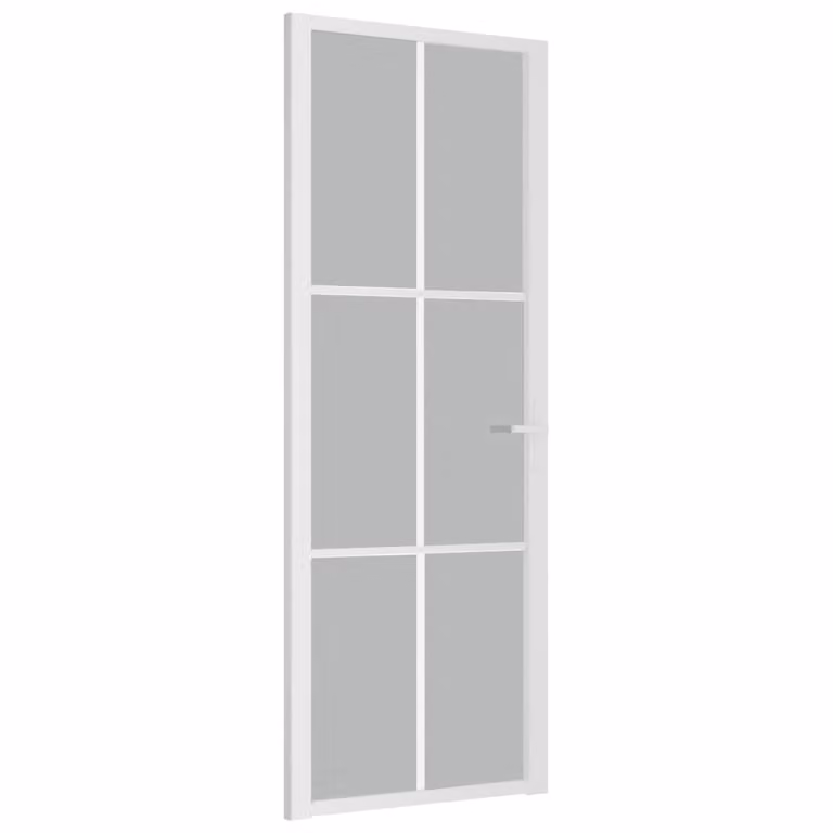 Porta Interna 76x201,5 cm Bianco Opaco Vetro e Alluminio