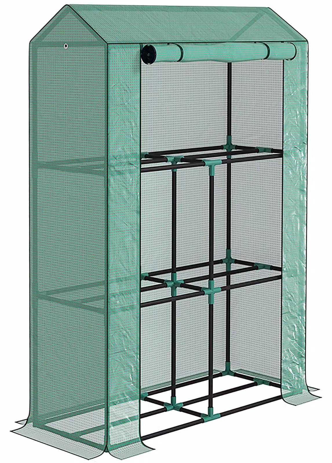 Serra Moonbite, dimensioni 100 x 40 x 150 cm, con 3 ripiani, scaffale per piante, porta a rullo, telo protettivo anti-UV con trasmissione della luce dell'85%, acciaio, colore verde