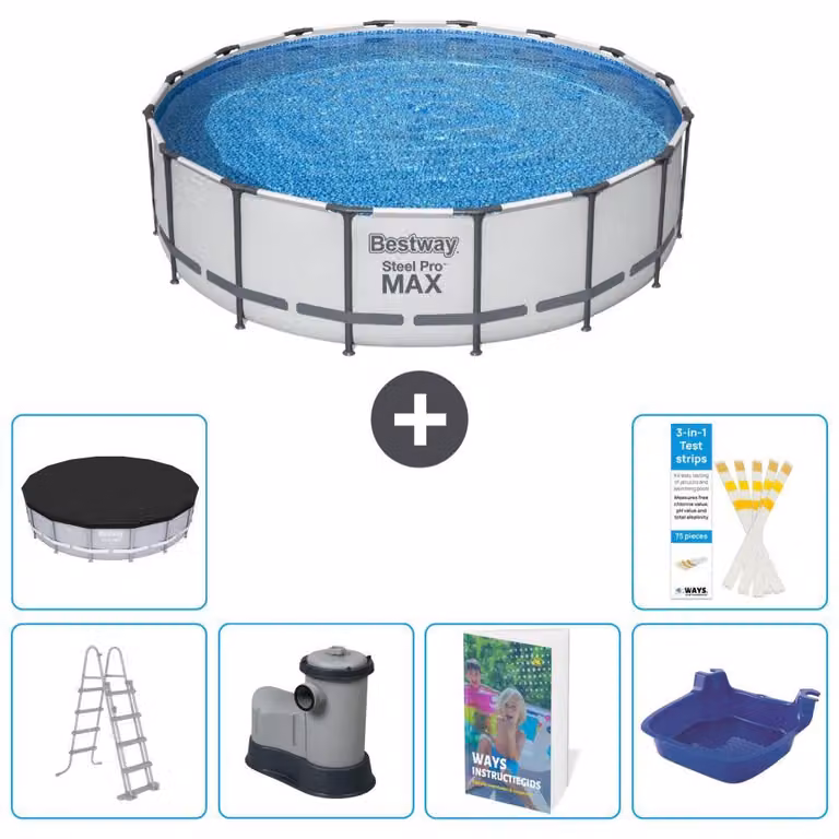 Piscina gonfiabile Bestway Steel Pro MAX, rotonda, 488x122 cm, composta da 5 parti, modello S662