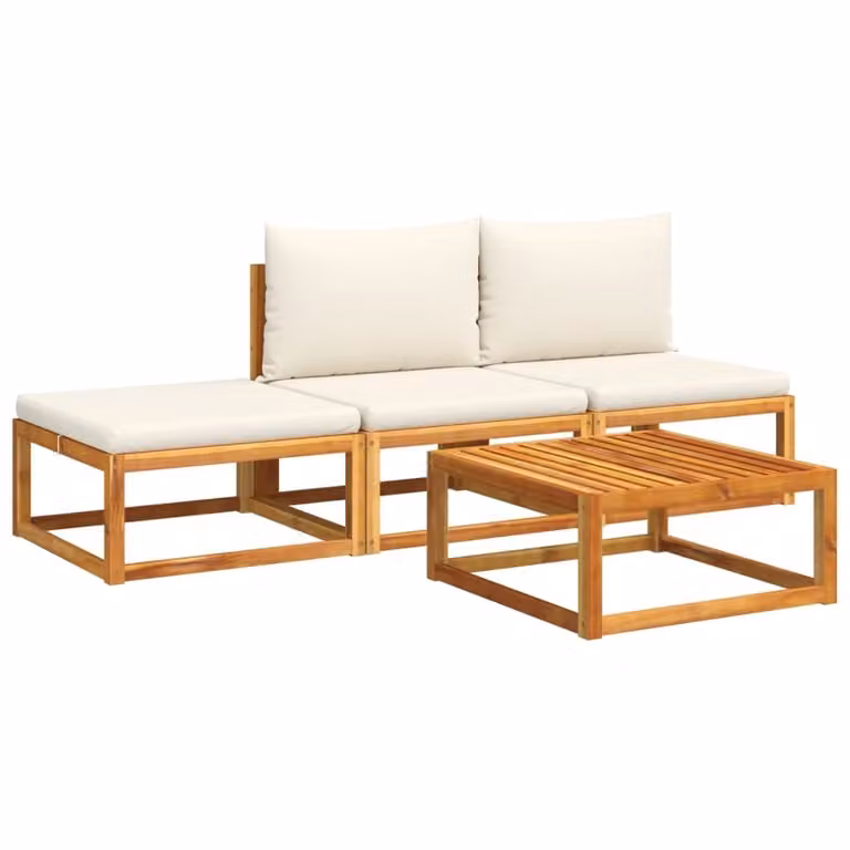 Set di divani da giardino 4 pezzi con cuscini in legno di acacia e rattan