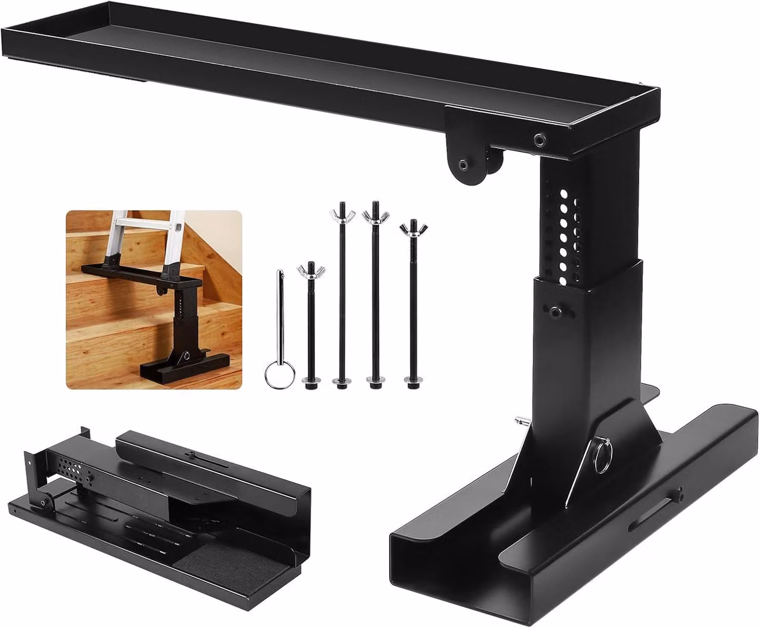 Prolunga pieghevole per scala, regolabile in altezza da 23,5 a 39 cm, capacità di carico di 150 kg, piattaforma antiscivolo per scale