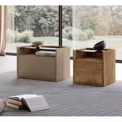 Comodino Diana 1 cassetto da 40cm con top in vetro Imab Group