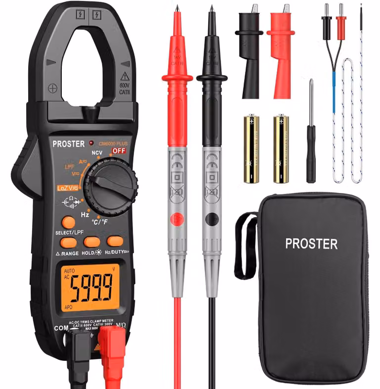Multimetro digitale a pinza amperometrica - 800 A AC/DC - True RMS - 6000 conteggi - Misurazioni fino a 28 mm