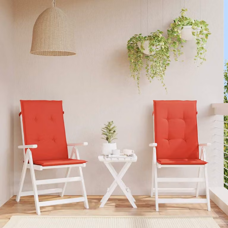 Set di 2 cuscini per sedie vidaXL in tessuto rosso, impermeabili e resistenti ai raggi UV, L 120 cm x P 50 cm x H 3 cm