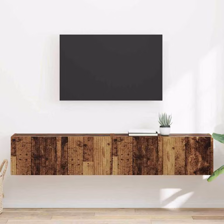Set di 2 mobili TV da parete vidaXL in legno marrone stile moderno L/P/H: 78,5 x 30,0 x 29,5 cm