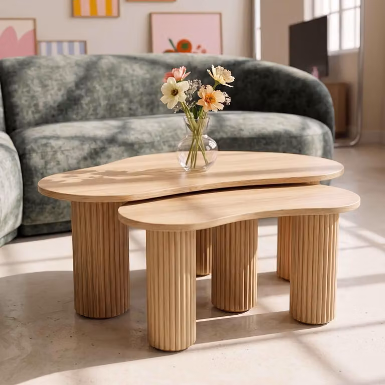 Tavolino da caffè impilabile in melamina beige - Oviala Maeve