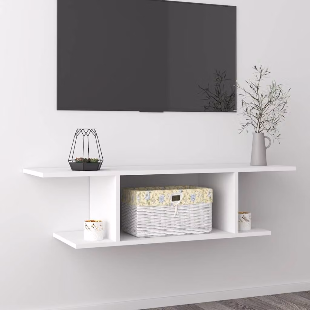 vidaXL Mobile Porta TV a Parete Bianco in Legno e MDF L: 103 cm, P: 30 cm, H: 26,5 cm