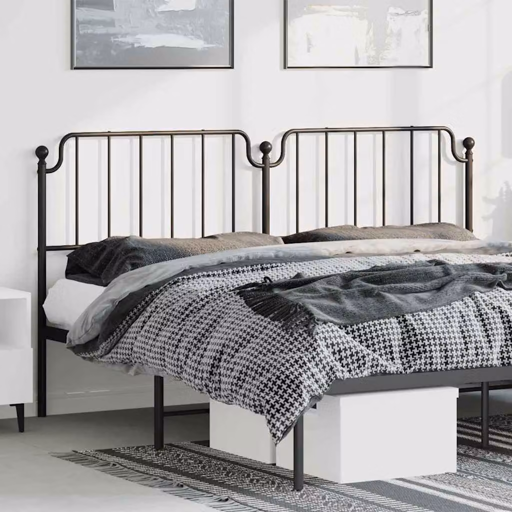 Testiera di ricambio vidaXL in metallo nero laccato, stile classico, L: 198 cm