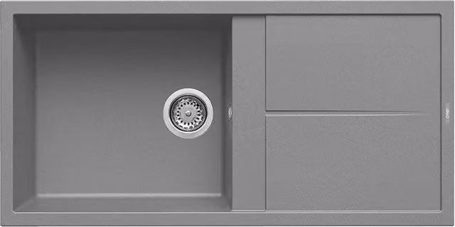 Lavello da incasso Elleci Unico 480 Metaltek con 1 vasca, Grigio Titanium, L 100 cm x P 50 cm