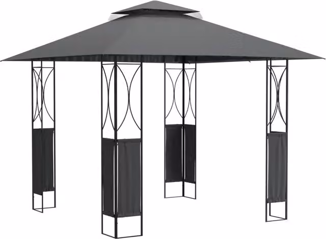 Gazebo | Pergolato con Tetto Antracite 300x300x270 cm Acciaio