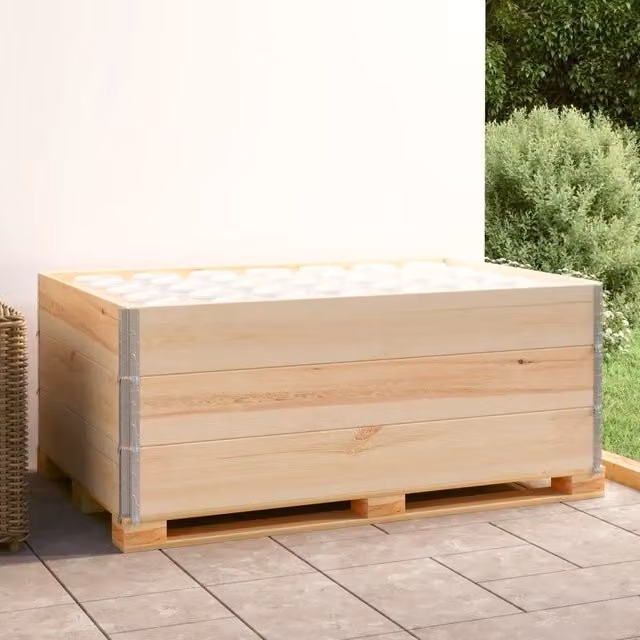 Set di 3 Collari per Pallet vidaXL in Legno Massello e Zinco Galvanizzato, Colore Beige, L/P/H: 150 x 100 x 19 cm – 1