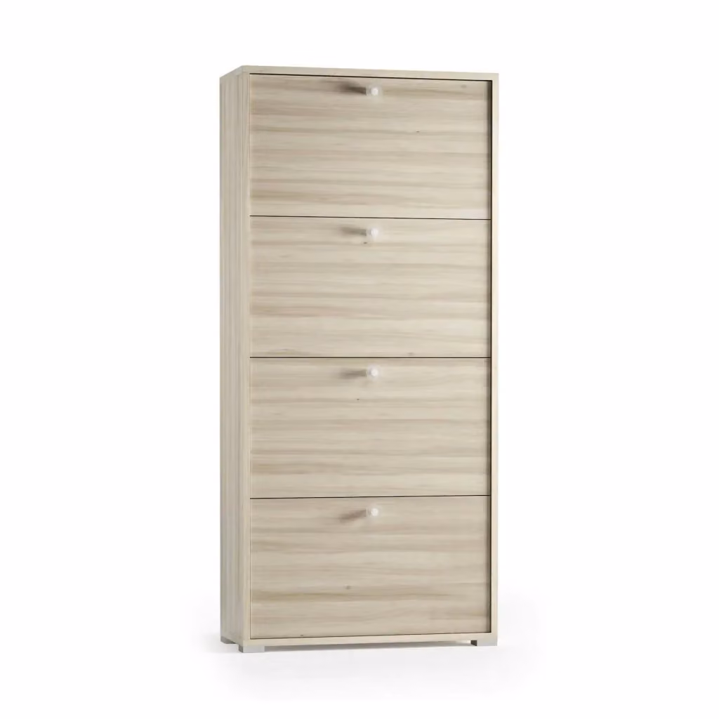 Scarpiera DMORA con ante a ribalta per 24 paia di scarpe, Marrone e Beige, L: 67 cm, P: 28 cm, H: 147 cm – 2