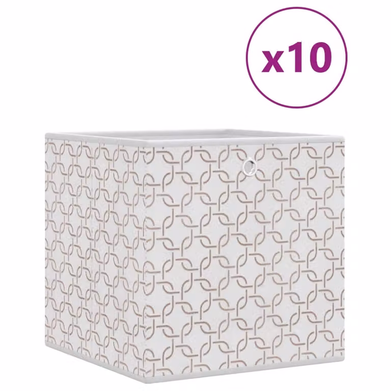Scatole Portaoggetti 10 pz Crema 32x32x32cm Tessuto non Tessuto