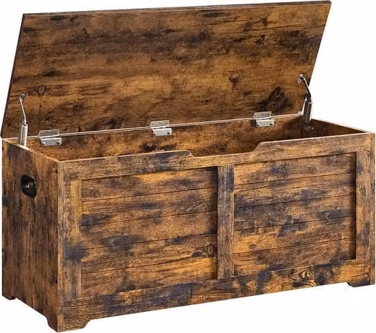 Cassetto di archiviazione in legno marrone stile rustico L: 136 cm, P: 40 cm, H: 46 cm