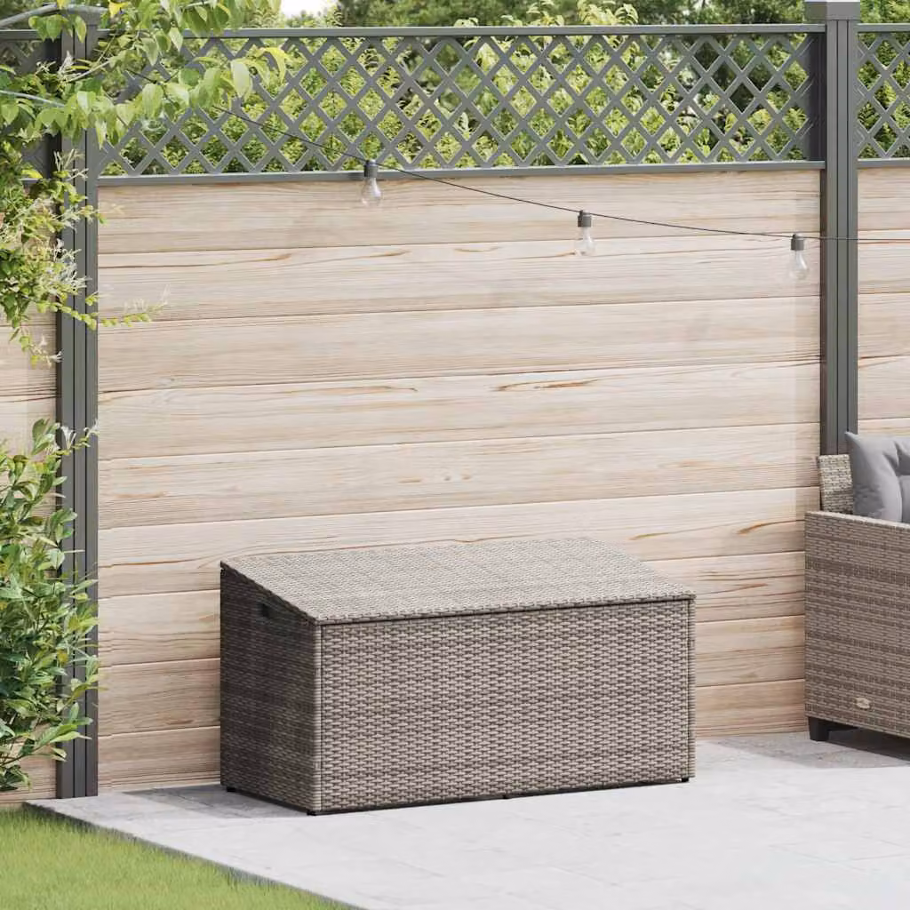 Baule da giardino grigio 110x50x58 cm in polyrattan