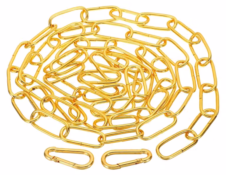 Catena sospesa dorata, lunghezza 1,82 metri, materiale metallo, peso 20 kg, capacità di carico inclusi 2 ganci a uncino