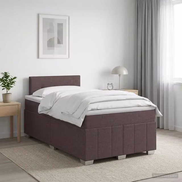 Letto box spring con materasso a molle insacchettate vidaXL Marrone e Bianco L/P: 120 x 200 cm