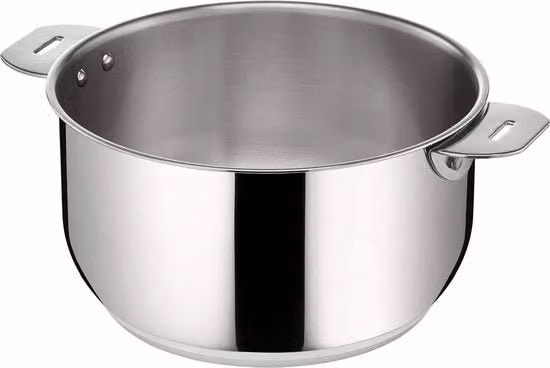 Padella in acciaio inossidabile da 18 cm - compatibile con tutte le fonti di calore - stivabile e spazievitore - adatto per forni fino a 250 °C.