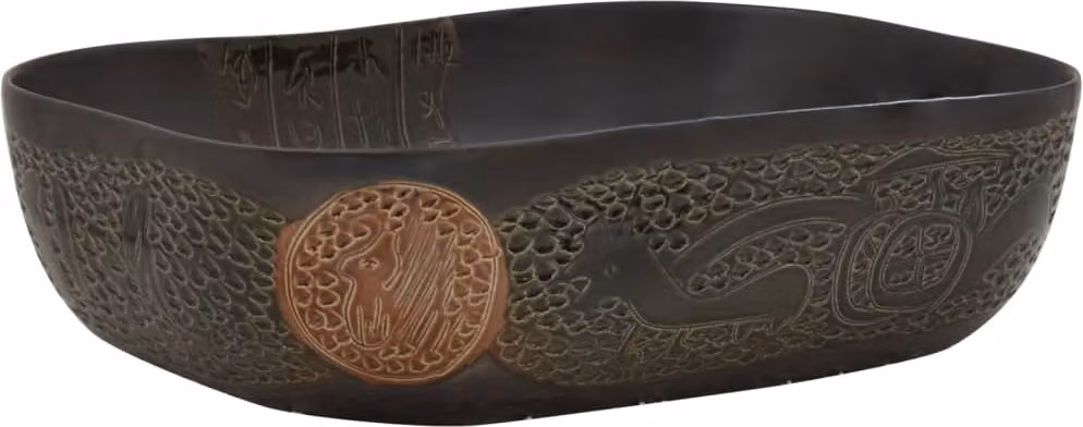 Lavabo da Appoggio Nero Rettangolare 48x37,5x13,5 cm Vetroceramica
