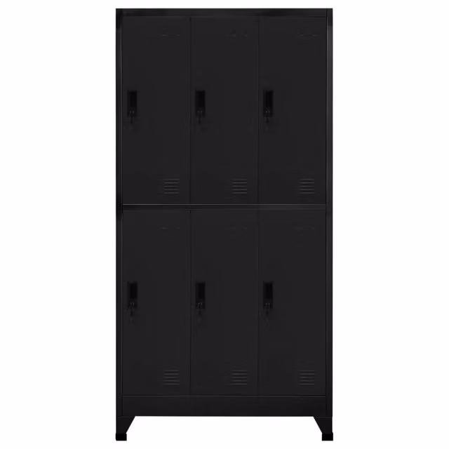 Armadietto in metallo vidaXL nero con serratura e appendiabiti L: 90 cm, P: 45 cm, H: 180 cm