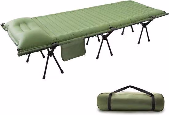 Letti gonfiabili per il campeggio, lettini da campo leggeri con materasso gonfiabile e telaio in alluminio, ideali per il campeggio, i viaggi, la spiaggia, il giardino e come divano letto; premere per gonfiare