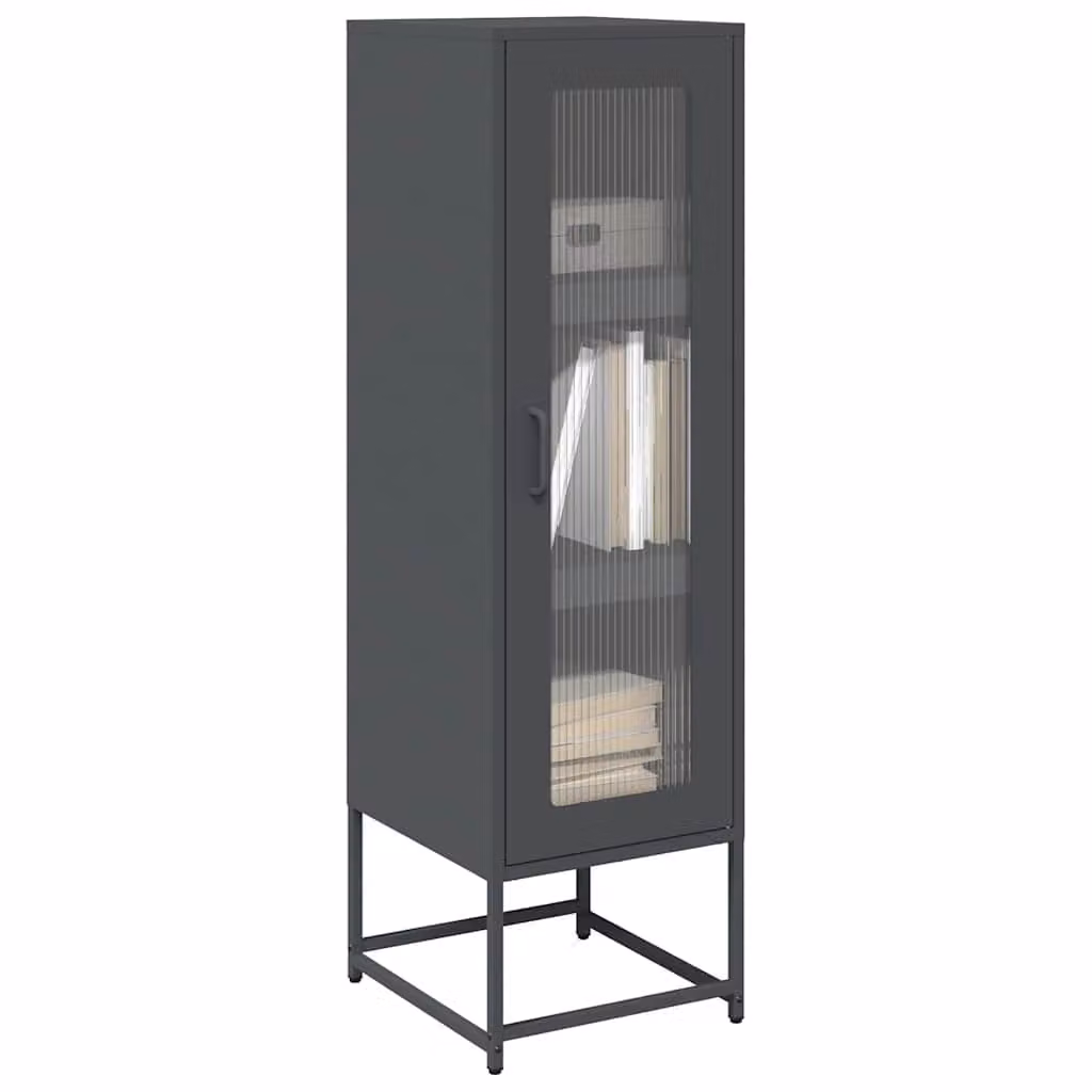 Credenza a parete vidaXL in metallo antracite con ante in vetro e ripiani interni, L 36 cm x P 39 cm x H 123 cm