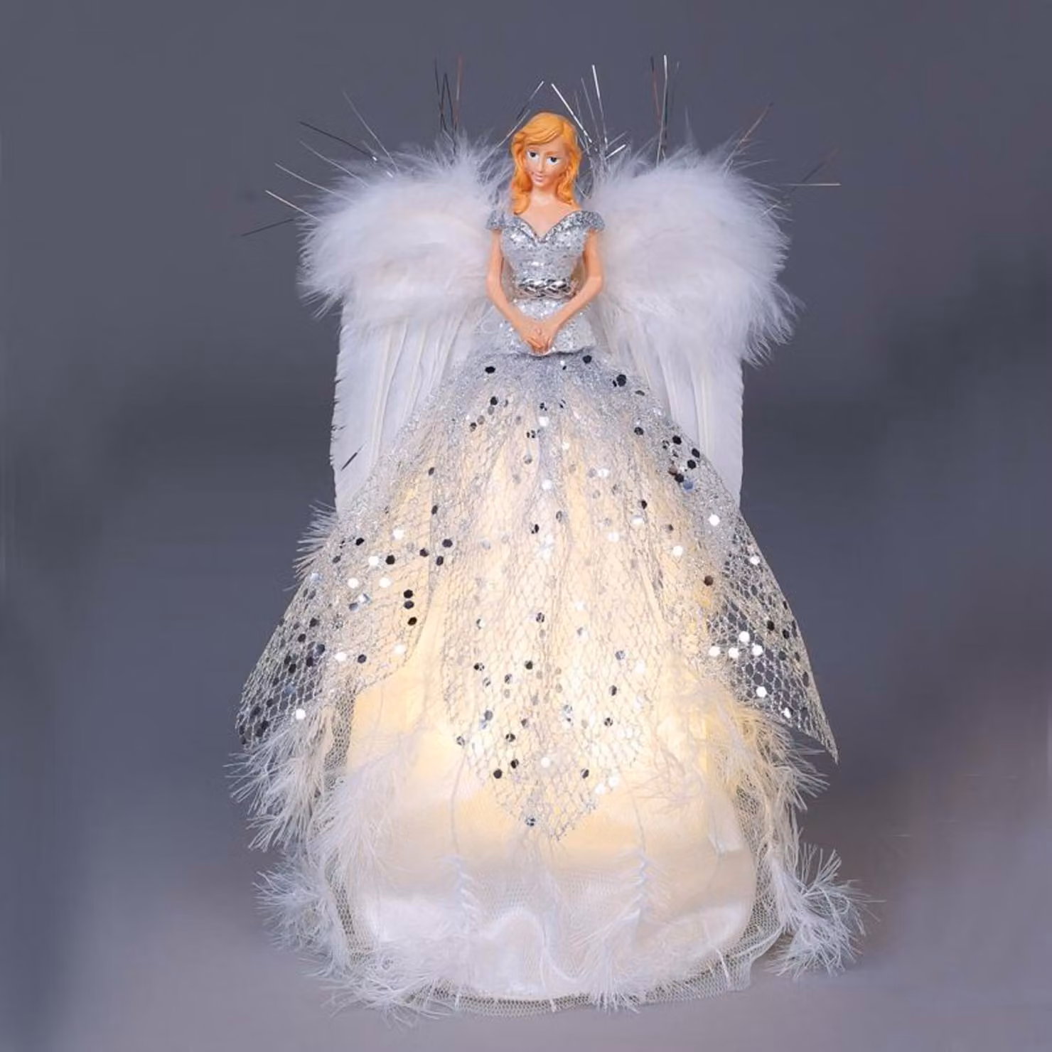 ACA Angelo da albero di Natale illuminato con luci a LED, 30 cm, X123008