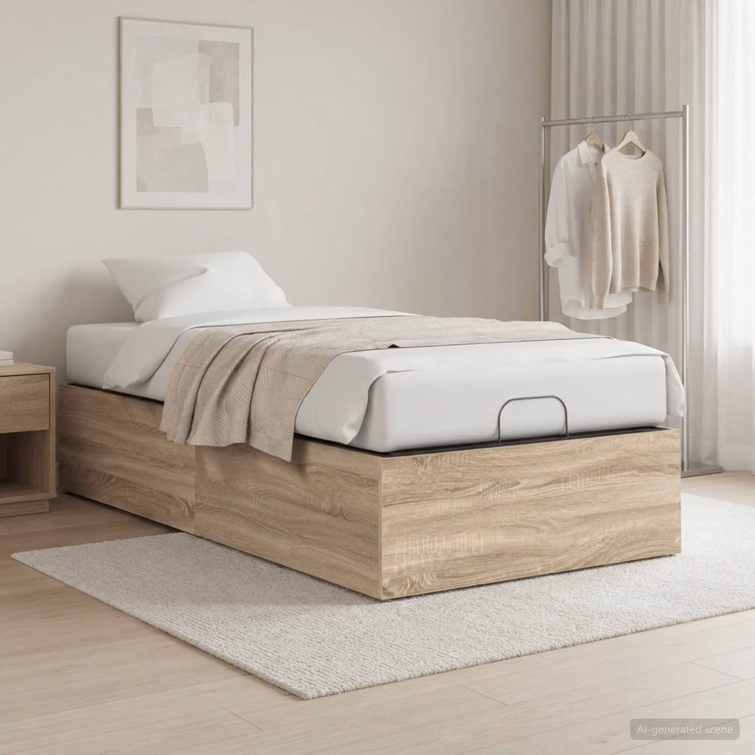 vidaXL Giroletto per rete letto motorizzato in Rovere e Metallo, L 90 cm x P 200 cm
