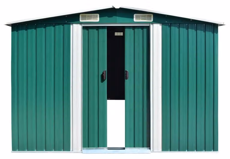 Capanno da giardino in metallo per attrezzi - Verde - 257 x 298 x 178 cm