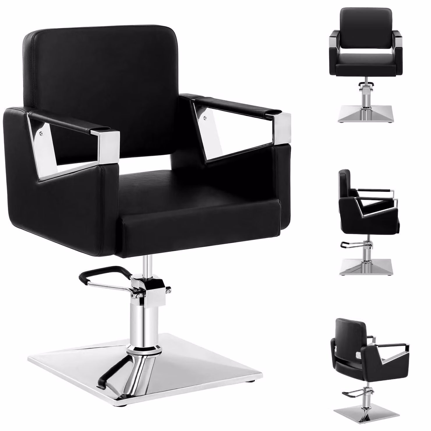 Expondo physa Poltrona da parrucchiere - 460 - 570 mm - 200 kg - Nero