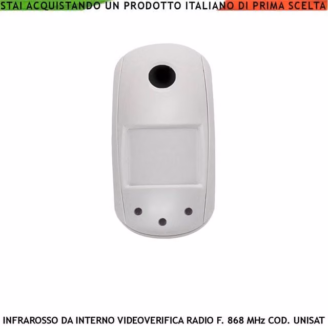 Rilevatore di movimento infrarosso da interno Securvera con fotocamera a colori VGA 640x480 pixel, visione notturna, tecnologia GPRS e radiofrequenza 868 MHz bidirezionale con funzione anti-jamming, colore bianco