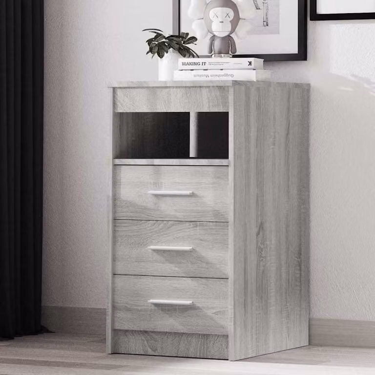 Cassettiera moderna vidaXL in legno multistrato e MDF, colore grigio, L: 40 cm, P: 50 cm, H: 76 cm