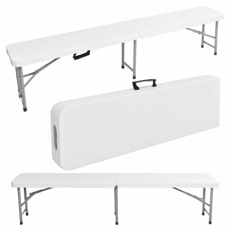 Panca pieghevole per catering, 180 cm, bianca