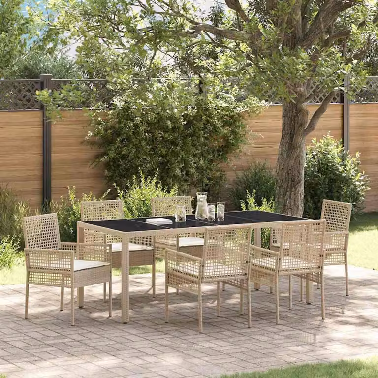 Maison Exclusive - Set da Pranzo per Giardino 7 pcs Beige polyrattan