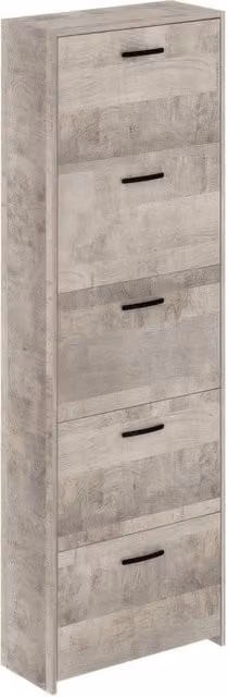 Scarpiera in Kit Rovere Platino 58 x 25 x h 173 cm a 5 Ante a Doppia Profondità