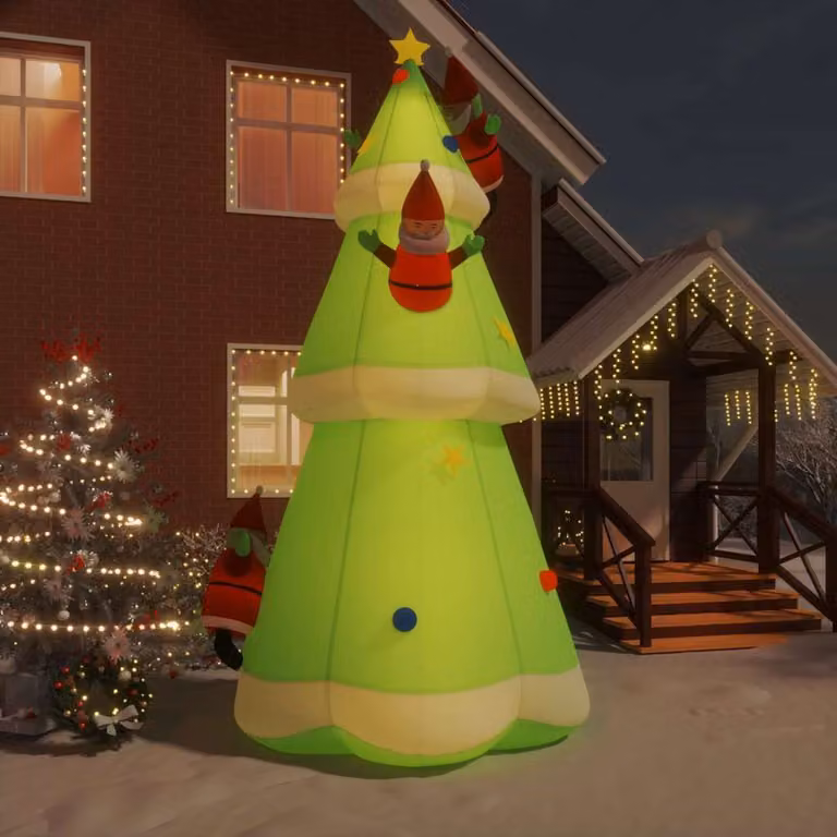 Albero di Natale Gonfiabile vidaXL con LED Multicolore, Verde, Altezza: 500 cm