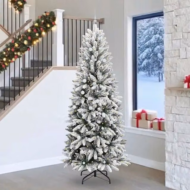 Albero di Natale artificiale moderno vidaXL bianco con luci LED warm white, Altezza: 240 cm