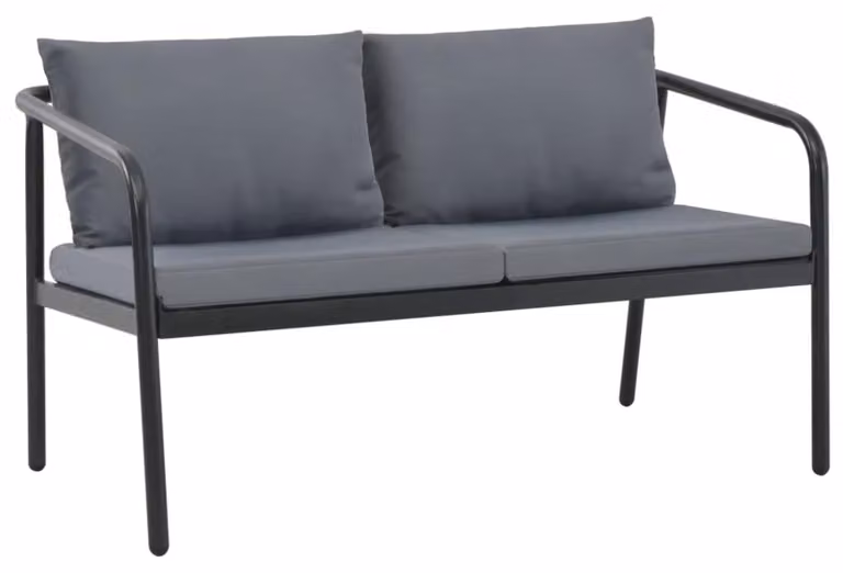 Panca da giardino, due posti, in alluminio - struttura color grigio scuro - larghezza 123 cm