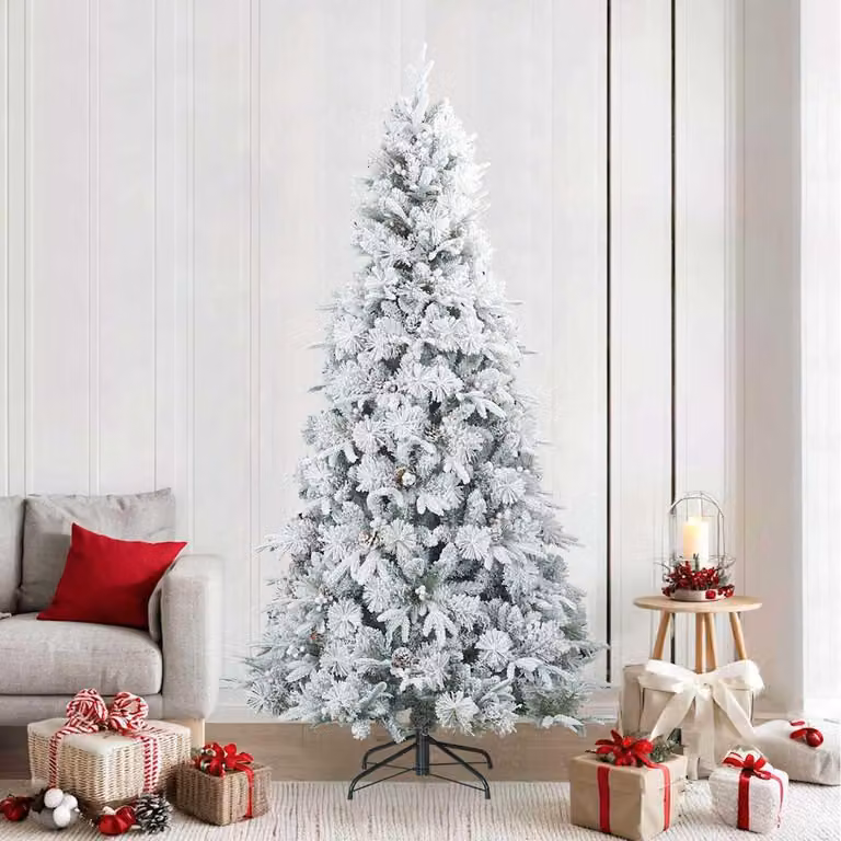 Maison Exclusive - Albero di Natale artificiale con cerniere, ricoperto di neve, bianco, 240 cm