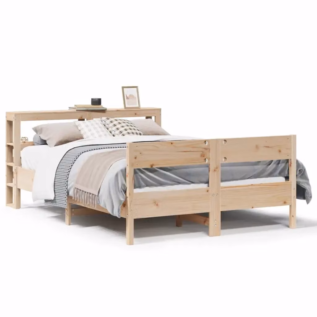 Letto in legno massello di pino vidaXL stile rustico marrone con doghe fisse L/P/H: 200 x 160 x 82 cm – 2