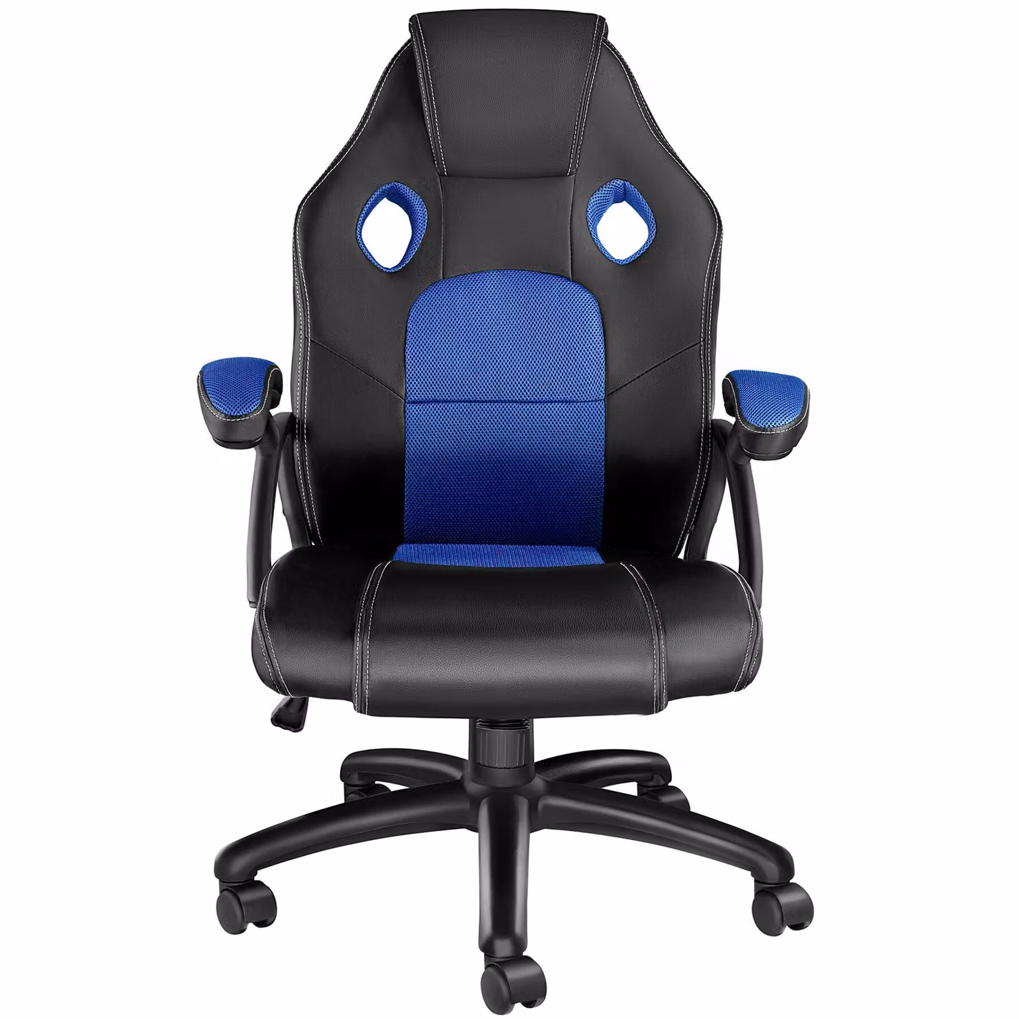 Sedia da gioco racing Mike tectake nero e blu con seduta in ecopelle e tessuto knit – 3