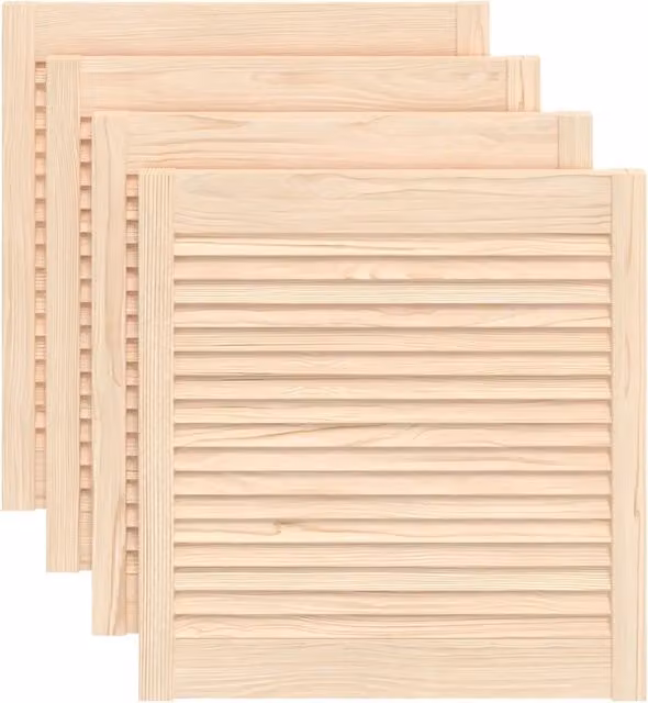 Set di 4 ante in legno di pino con design a lamelle beige CFW3123755 L: 61,5 cm, H: 59,4 cm