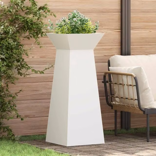 Vaso a Pilastro-Fioriera da Esterno-Contenitore per Piante Bianco 40 x 40 x 100 cm
