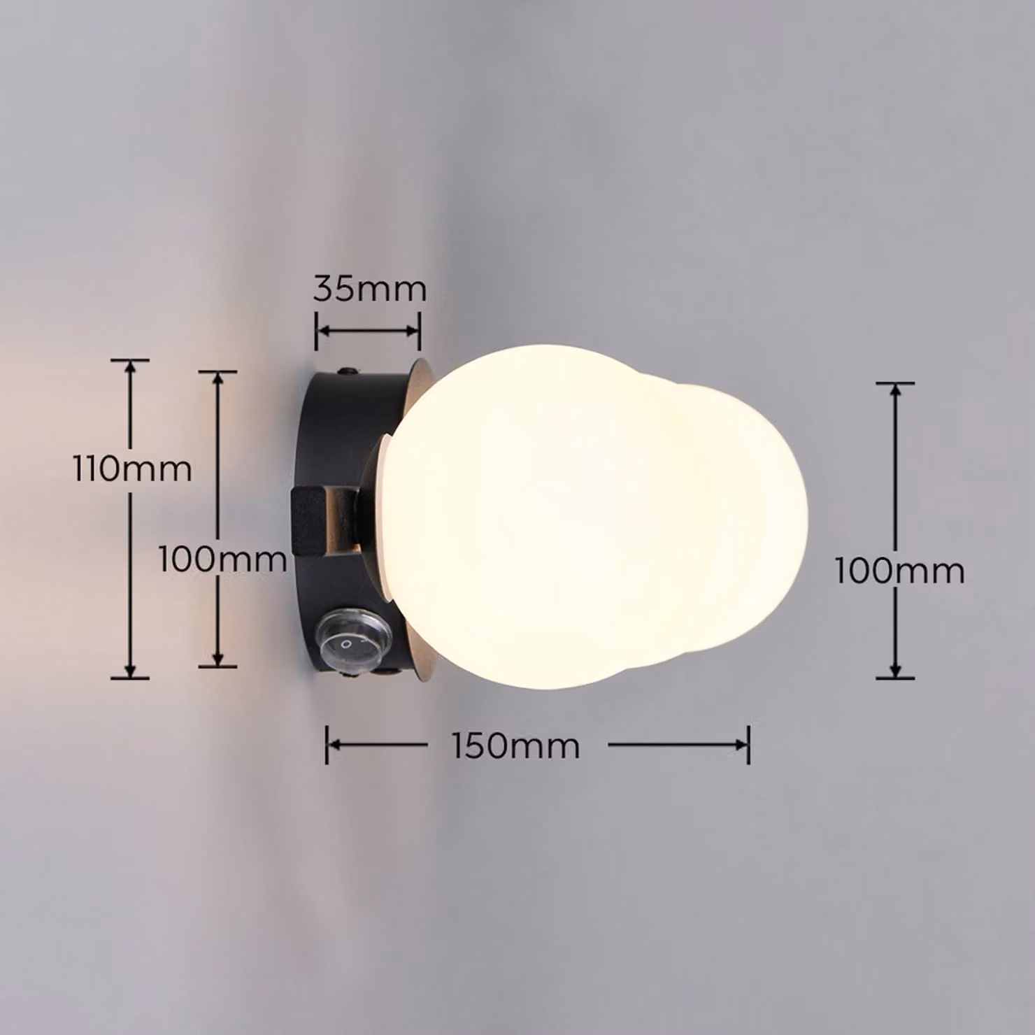Trio Lighting Applique da parete Alfio, Nero, Bagno, Metallo, Moderno, Applique