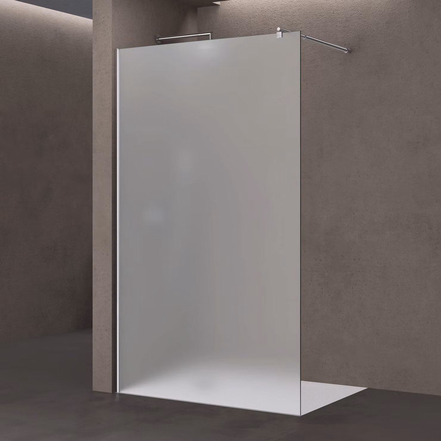 doporro Parete Doccia Walk In 140x200 cm, Box Doccia in Vetro Temperato Satinato 8 mm Anticalcare, con Barra Stabilizzatrice e Profilo Cromato šC Bremen01VS