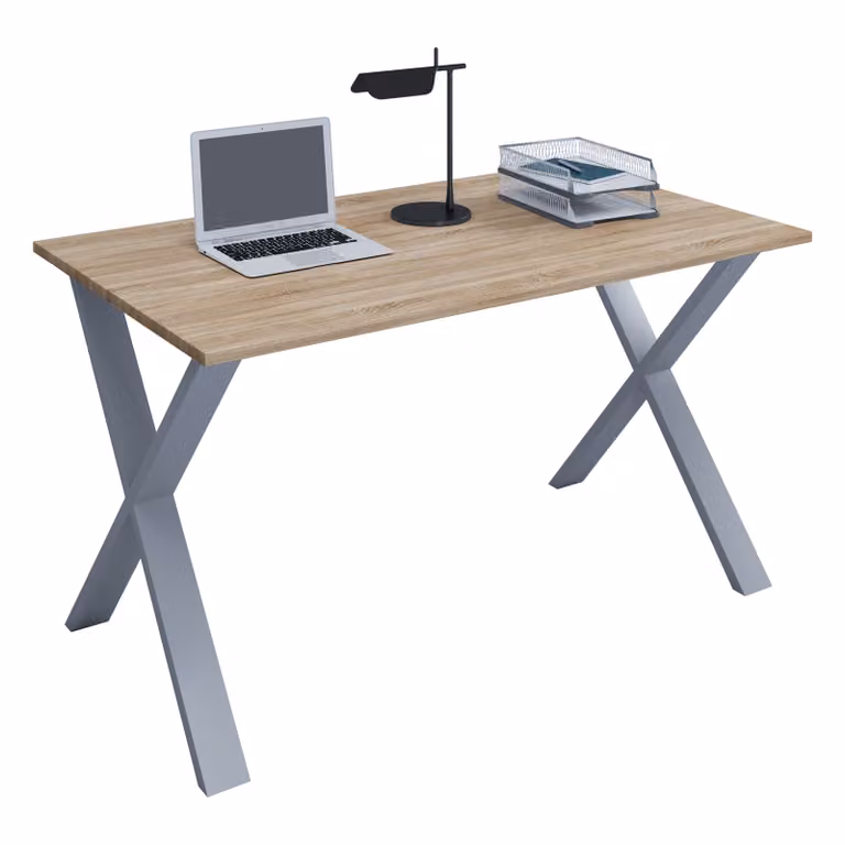 Scrivania in legno | H. 76 x W. 140 x T. 80 cm | Tavolo per computer semplice | piedini in metallo di alta qualità | Tavolo da lavoro | Mobili da ufficio - Lona X