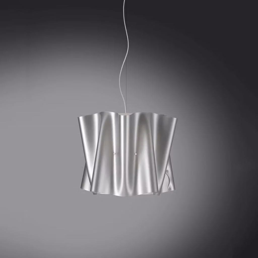 Lampada a sospensione moderna Folio Linea Zero in metallo cromo e plastica argento con attacco E27, Diametro: 40 cm – 2